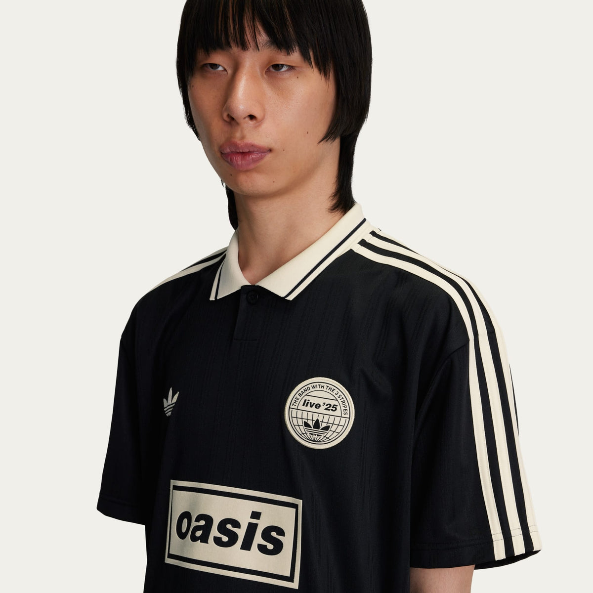Oasis x adidas Camiseta Tour Jacquard Jersey Black Preta