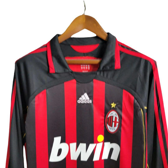 Camisa Retrô Milan 2006/07 Manga Longa Masculina